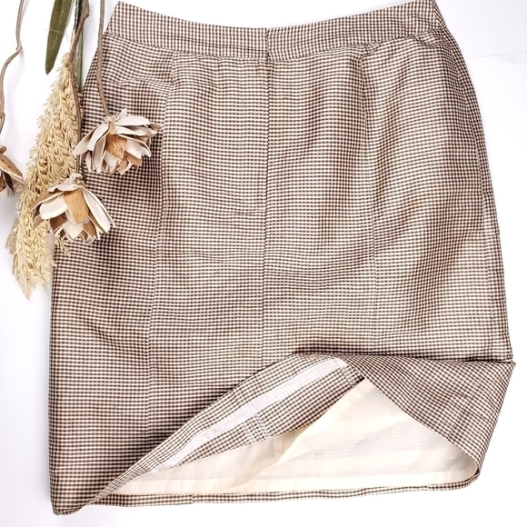 Lands' End Silk Plaid Check Silk Pencil Skirt Sz 6 - Picture 2 of 10